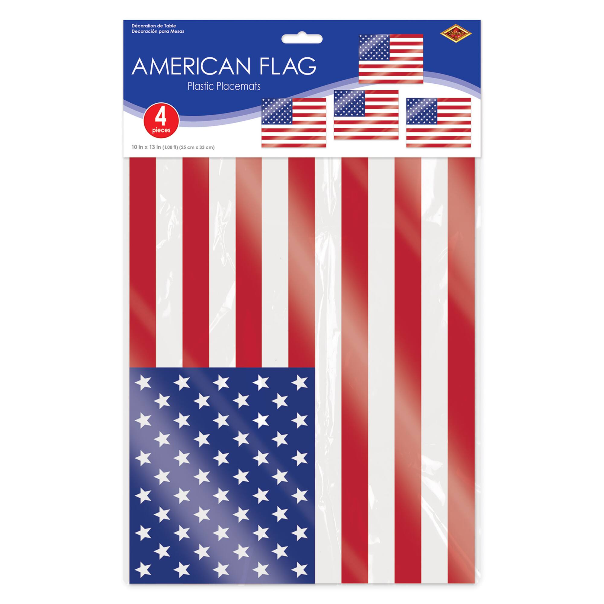 Beistle 10" x 13" Plastic American Flag Placemats, 4ct.